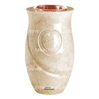 Flower vase Cuore 20cm - 8in In Botticino marble, copper inner