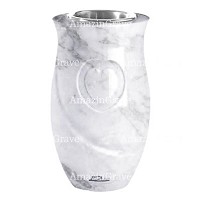 Flower vase Cuore 20cm - 8in In Carrara marble, steel inner