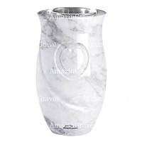 Grabvase Cuore 20cm Carrara Marmor, Stahl Innen