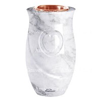 Grabvase Cuore 20cm Carrara Marmor, Kupfer Innen