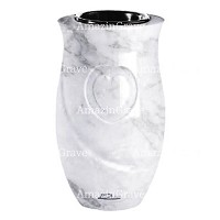 Flower vase Cuore 20cm - 8in In Carrara marble, plastic inner