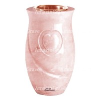 Grabvase Cuore 20cm Rosa Portugal Marmor, Kupfer Innen