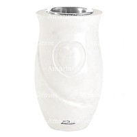 Vaso portafiori Cuore 20cm In marmo Bianco puro, interno in acciaio