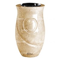 Flower vase Cuore 20cm - 8in In Trani marble, plastic inner