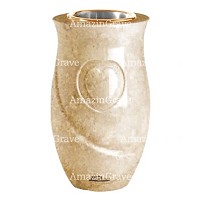 Flower vase Cuore 20cm - 8in In Trani marble, golden steel inner
