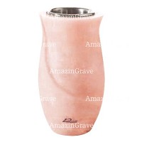 Flower vase Gondola 20cm - 8in In Rosa Bellissimo marble, steel inner