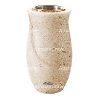 Flower vase Gondola 20cm - 8in In Calizia marble, golden steel inner
