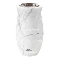 Flower vase Gondola 20cm - 8in In Carrara marble, steel inner