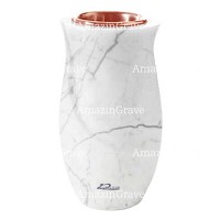 Grabvase Gondola 20cm Carrara Marmor, Kupfer Innen