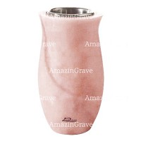 Flower vase Gondola 20cm - 8in In Pink Portugal marble, steel inner