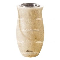 Vaso portafiori Gondola 20cm In marmo di Trani, interno in acciaio