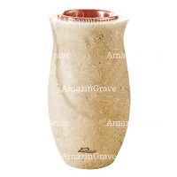 Vaso portafiori Gondola 20cm In marmo di Trani, interno in rame