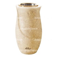 Flower vase Gondola 20cm - 8in In Trani marble, golden steel inner