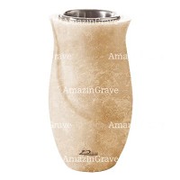 Flower vase Gondola 20cm - 8in In Travertino marble, steel inner