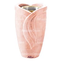 Flower vase Gres 20cm - 8in In Rosa Bellissimo marble, golden steel inner