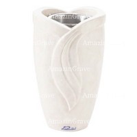 Flower vase Gres 20cm - 8in In Pure white marble, steel inner