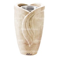 Flower vase Gres 20cm - 8in In Botticino marble, steel inner