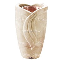 Vase à fleurs Gres 20cm En marbre Botticino, intérieur cuivre