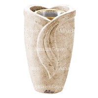 Flower vase Gres 20cm - 8in In Calizia marble, golden steel inner