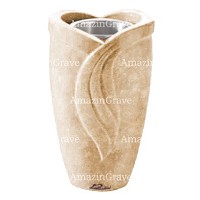 Flower vase Gres 20cm - 8in In Travertino marble, steel inner