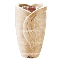 Flower vase Gres 20cm - 8in In Travertino marble, copper inner