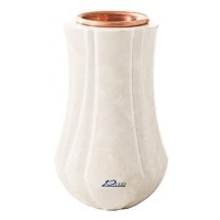 Vaso portafiori Leggiadra 20cm In marmo Bianco puro, interno in rame