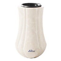 Vaso portafiori Leggiadra 20cm In marmo Bianco puro, interno in plastica