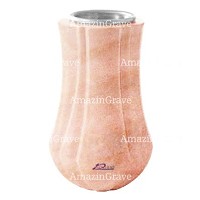 Jarrón para flores Leggiadra 20cm En marmol Rosa Portugal, interior acero