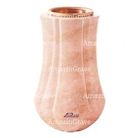 Jarrón para flores Leggiadra 20cm En marmol Rosa Portugal, interior en cobre