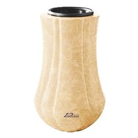 Vase à fleurs Leggiadra 20cm En marbre Travertino, intérieur en plastique