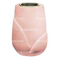 Flower vase Liberti 20cm - 8in In Rosa Bellissimo marble, golden steel inner