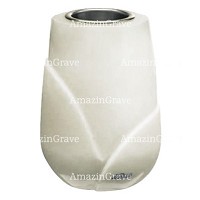 Vaso portafiori Liberti 20cm In marmo Bianco puro, interno in acciaio