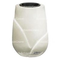 Vaso portafiori Liberti 20cm In marmo Bianco puro, interno in plastica