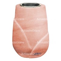 Vaso portafiori Liberti 20cm In marmo Rosa Portogallo, interno in acciaio