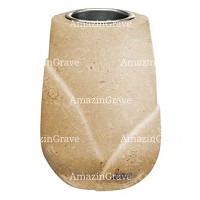 Vaso portafiori Liberti 20cm In marmo di Trani, interno in acciaio