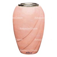Flower vase Soave 20cm - 8in In Pink Portugal marble, steel inner
