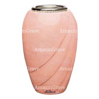 Jarrón para flores Soave 20cm En marmol Rosa Portugal, interior acero