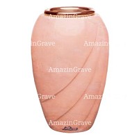 Jarrón para flores Soave 20cm En marmol Rosa Portugal, interior en cobre