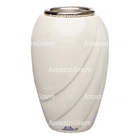 Flower vase Soave 20cm - 8in In Pure white marble, steel inner