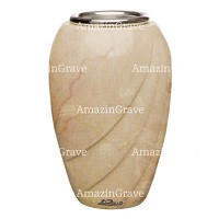 Vaso portafiori Soave 20cm In marmo di Botticino, interno in acciaio