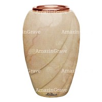 Grabvase Soave 20cm Botticino Marmor, Kupfer Innen