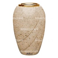 Flower vase Soave 20cm - 8in In Calizia marble, golden steel inner