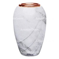 Jarrón para flores Soave 20cm En marmol de Carrara, interior en cobre