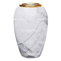 Flower vase Soave 20cm - 8in In Carrara marble, golden steel inner