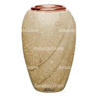 Grabvase Soave 20cm Trani Marmor, Kupfer Innen