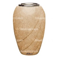 Vaso portafiori Soave 20cm In marmo Travertino, interno in acciaio