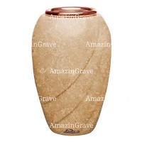 Vaso portafiori Soave 20cm In marmo Travertino, interno in rame