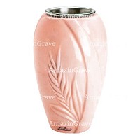 Flower vase Spiga 20cm - 8in In Rosa Bellissimo marble, steel inner