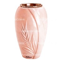 Flower vase Spiga 20cm - 8in In Rosa Bellissimo marble, copper inner