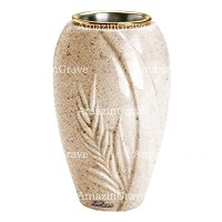 Flower vase Spiga 20cm - 8in In Calizia marble, golden steel inner